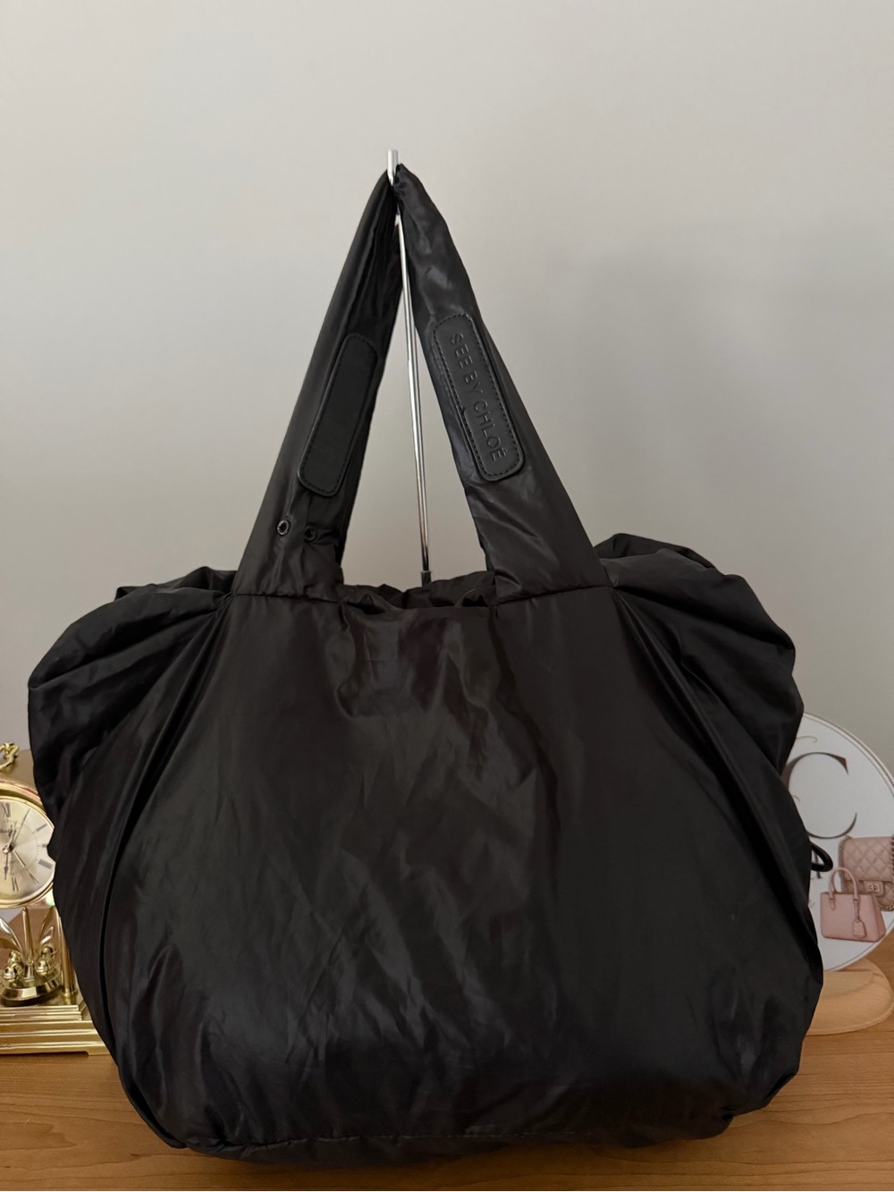 SEE BY CHLOE Black Puffer Tote Bag